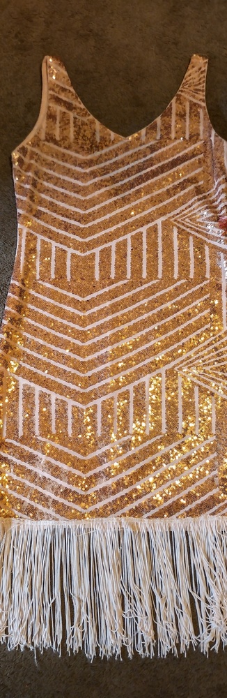 Rose Gold Sequin Stretch flapper dress sz 10 or 12